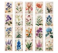 Shein 20 piezas Postales vintage elegantes con flores de primavera, tamaño 4x6 pulgadas, tarjetas decorativas coleccionables con ilustraciones retro de hort