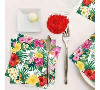 Shein 20 piezas Servilletas de cóctel hawaianas, servilletas desechables con tema tropical de hojas de palma y flores de hibisco, adecuadas para suministros