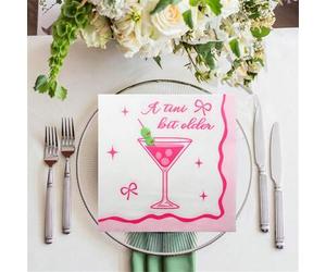 Shein 20 Piezas Servilletas de cóctel tipo Martini "Un poquito talla grande mayores" para fiestas, servilletas de invitados para bebidas, servilletas para f