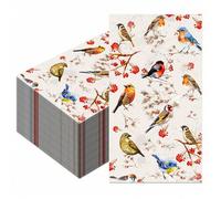 Shein 20 piezas Servilletas de papel con estampado de pájaros, toallas de papel decorativas, adecuadas para baño, tocador, cumpleaños, decoración de anivers