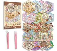 Shein 20 Sets Colección de Escenas de Pegatinas 3D DIY, Adecuado para Niños y Adultos, Lindo, Puede Crear Sus Propias Pegatinas de Tienda y Casa, Puede Usar