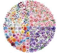 Shein 200 piezas de pegatinas transparentes de flores para scrapbooking, pegatinas de plantas naturales de PET, pegatinas florales, pegatinas de artesanía v