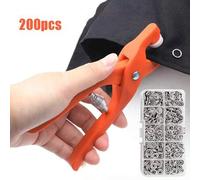 Shein 200 piezas Kit de botón a presión de 5 puntas, Juego de broches a presión de metal con alicates manuales y caja de almacenamiento, para manualidades D