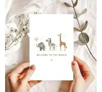 Shein 200 Tarjetas de Bienvenida para Nuevos Padres! Patrones Adorables de Animales en Acuarela, Perfectas para Fiestas de Bebé o Regalos de Cumpleaños, Sum