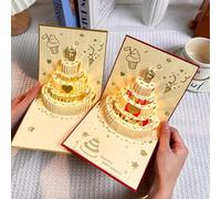 Shein 2026 Nueva Tarjeta de Felicitación de Cumpleaños 3D, Regalo Perfecto para Amigos, Tarjeta de Felicitación de Cumpleaños 3D Colorida, Diseño de Pastel