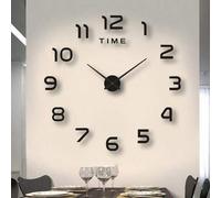 Shein 2026 Reloj de pared grande de diseño moderno 3D DIY de cuarzo, pegatina de superficie espejo de moda, decoración de pared para sala de estar