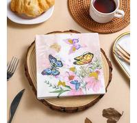 Shein 20pcs/40pcs Servilletas de Cóctel con Estampado de Mariposa y Flores, Servilletas Desechables para Fiestas, Servilletas para Invitados/Servilletas con