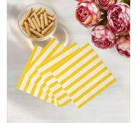 Shein 20piezas/40piezas/60piezas, Servilletas de papel a rayas amarillo brillante y beige, servilletas de cóctel desechables de 2 capas, pañuelos con tema d