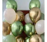Shein 21 piezas/41/61 piezas Globos de látex color verde oliva retro y dorado para decoración de fiesta de cumpleaños, ducha, globo de aire, suministros par