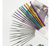 Shein 22 piezas Juego de Ganchos de Ganchillo, Ganchos de tamaño pequeño de 0.6-6.5mm en 22 calibres, con caja de almacenamiento para una organización y por