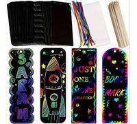 Shein 24/48 piezas Kit de marcadores de libros de arte para raspar de colores mágicos, marcadores de libros de pintura para raspar con arcoíris, herramienta