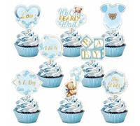 Shein 24 piezas/16 piezas Decoraciones para cupcakes de oso para fiesta de baby shower, suministros para fiesta de baby shower, decoraciones de cumpleaños,