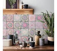 Shein 24 PIEZAS - Azulejos de estilo bohemio nórdico, adhesivos de pared autoadhesivos, papel tapiz autoadhesivo, para cocina, baño, dormitorio, sala de est