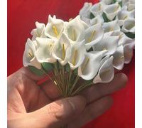 Shein 24 piezas Mini Calla Lily artificial hecha a mano, material para guirnalda, adecuado para regalo y decoración de fiesta