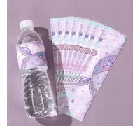 Shein 24 piezas Pegatinas para botellas con tema de sirena morada, pegatinas para envolver regalos de fiesta de cumpleaños de sirena, decoraciones de fiesta