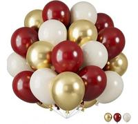 Shein 24 pzs/30 pzs Globos rojos y dorados, globos burdeos y dorados, globos de color castaño, globos de látex metálicos dorados e marfil, con helio, apropi