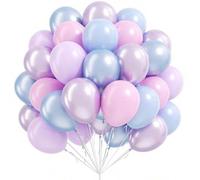 Shein 25/35/50 piezas Juego de globos rosa, azul, morado, globos de látex de 10 pulgadas, globos estilo Frozen con globos de confeti, adecuados para decorac