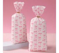 Shein 25/50/100 piezas Bolsas de regalo con lazo rosa, Bolsas de favor para fiesta de cumpleaños, Bolsas de favor para fiesta de boda, Bolsas de caramelos d