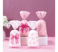 Shein 25/50/100 piezas Bolsas de regalo con lazo y cuerda retorcida en patrones florales, adecuadas para fiestas, cumpleaños, despedidas de soltera, baby sh