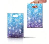 Shein 25/50 piezas Bolsas de regalo con diseño de copos de nieve navideños, bolsas de fiesta navideña, bolsas de caramelos con asas