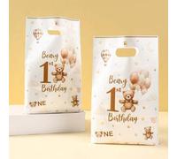 Shein 25/50 piezas Bolsas de regalo con oso de peluche marrón para el 1er cumpleaños, bolsas de fiesta con tema de oso de peluche para revelar el género, bo