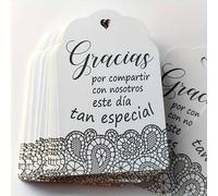 Shein 25/50 piezas Elegantes Tarjetas de Agradecimiento de Boda Española - Formales con Acento de Corazón, para Recuerdos de Boda, Despedidas de Soltera, Ev