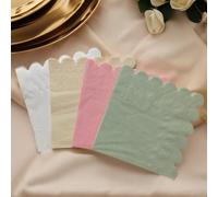Shein 25/50 piezas Servilletas de papel desechables con borde festoneado, Servilletas de papel de 2 capas para cóctel, Servilletas festoneadas para cena, bo