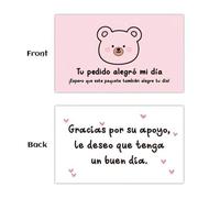 Shein 25/50 Tarjetas de agradecimiento en español, con patrón de oso rosa lindo, tarjetas con texto en español, adecuadas para pequeños negocios, tiendas in