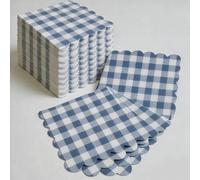 Shein 25 piezas/50 piezas/75 piezas Servilletas suaves de 2 capas con estampado de cuadros acuosos, de 24 cm * 24 cm desplegadas, para fiestas de almuerzo d