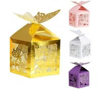 Shein 25 piezas Cajas de regalo con forma de mariposa cortadas con láser, cajas de embalaje con flores, bolsas con perlas falsas de papel para decoraciones