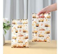 Shein 25 piezas/Set Bolsas de regalo con diseño de camiones de construcción y excavadoras, suministros de envasado para fiestas con temática de camiones de