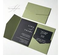 Shein 25 piezas Tarjetas de invitación de boda plegables con sobres, tarjetas de invitación sencillas para compromiso, 15º cumpleaños, bautizo, invitaciones