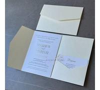 Shein 25 piezas Tarjetas de invitación de boda plegables con sobres, tarjetas de invitación sencillas para compromiso, bautizo, invitaciones DIY, invitacion
