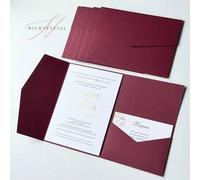 Shein 25 piezas Tarjetas de invitación de boda plegables con sobres, tarjetas de invitación sencillas para compromiso, bautizo, invitaciones DIY, invitacion