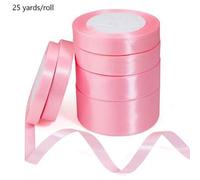 Shein 25 Yardas/Rollo de Cinta de Satén Color Rosa Claro, Tela Brillante Sólida, Adecuada para Invitaciones de Boda DIY, Ramos de Novia, Envoltura de Regalo