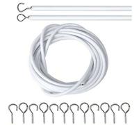 Shein 2m/5m/10m/30m Cuerda blanca para cortinas, cuerda de cortina recubierta de plástico con 6 agujeros para tornillos y 6 ganchos, adecuada para cortinas,