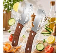 Shein 2pcs/Set Pelador de Verduras con Mango de Madera Mejorado 2026, Pelador de Patata y Zanahoria con Hoja Ancha de Acero Inoxidable, Pelador de Verduras