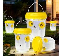 Shein 3/2/1 pieza Trampa redonda de PP para avispas, caja colgante exterior para capturar abejas, capturador de insectos reutilizable, sin necesidad de elec