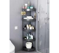 Shein 3/4/5 niveles Estantería de ducha de esquina de plástico con 4 ruedas, conveniente para mover y ahorrar espacio. Organiza eficientemente una gran cant