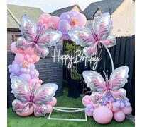 Shein 3/4/6 piezas Globos con forma de mariposa de color púrpura y rosa, globos de poliéster con forma de mariposa para fiestas con tema de mariposas, bodas