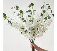 Shein 3/6 piezas Flores artificiales de 31 pulgadas Ramas de Buganvilla de seda falsa Tallos florales artificiales de Buganvilla Ramas de plantas largas par