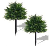 Shein 3 Árboles de Cedro Artificiales Grandes con Estacas de Suelo, Arbusto de Pino Artificial Resistente a los Rayos UV, Adecuado para Decoración de Porche