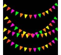 Shein 3 metros/paquete Banderas de papel fluorescente de 5 colores, adecuadas para discoteca, fiesta neón, fiesta de luz negra de los 80, decoración de pape