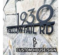 Shein ¡3 opciones de tamaño! Placa de dirección de metal moderno personalizada con exhibición de nombre, letrero de número de casa de metal cuadrado, placa