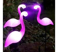 Shein 3 piezas/1 pieza Luces LED solares de flamenco para exteriores, Luces de estatua de flamenco solar a prueba de agua, Luces de paisaje de jardín y césp