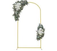 Shein 3 piezas Arco de boda de metal, soporte de fondo y set floral, adecuado para ceremonia de boda, fiesta de cumpleaños, ducha nupcial, fotomatón, jardín