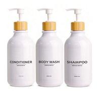 Shein 3 piezas de 16 onzas Botellas dispensadoras recargables de champú y acondicionador con bomba - Envases de plástico recargables vacíos para ducha