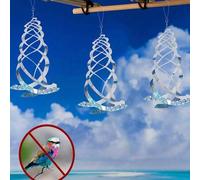 Shein 3 piezas - Dispositivo colgante repelente de pájaros con tiras reflectantes en espiral, utilizado para ahuyentar palomas, gansos y otros pájaros, mant