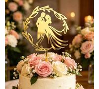 Shein 3 piezas Figura de acrílico dorado para pareja, Frase de regalo del Día de San Valentín para pastel, Decoración de pastel de boda, Decoración de paste