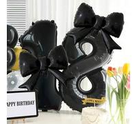 Shein 3 piezas Globos de número de lámina negra de 32 pulgadas y globos de lazo de 21 pulgadas (con puntos de pegamento para globos), adecuados para fiesta